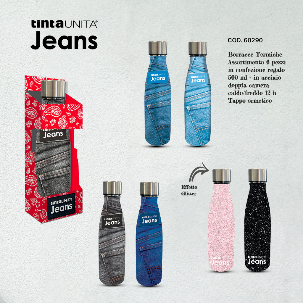 Borraccia 500 ml Denim O Glitter TINTA UNITA JEANS