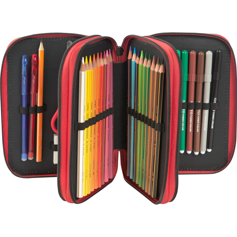 Astuccio Corredo 3 Zip Nero/Verde