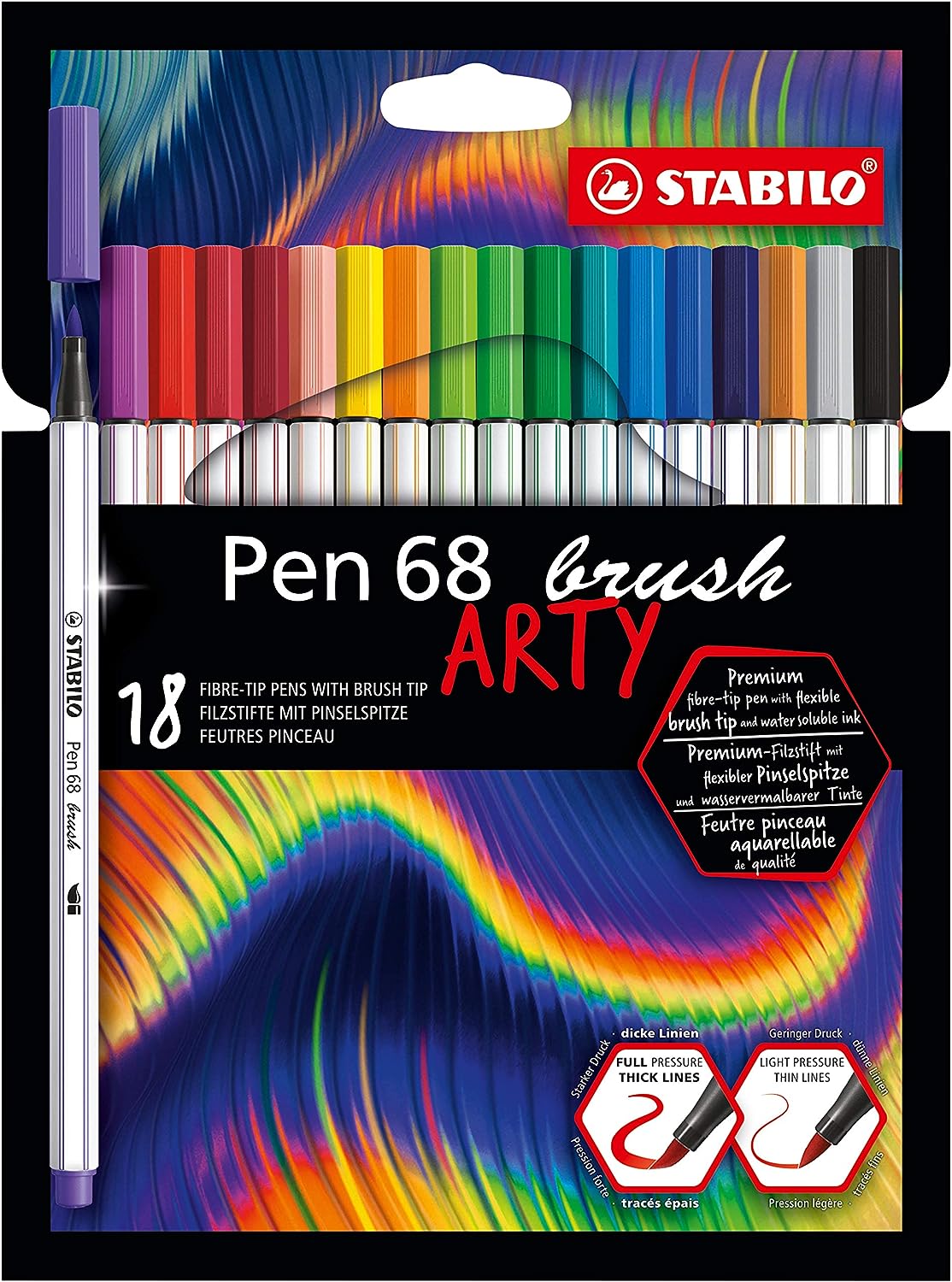 Pen 68 brush - ARTY - Astuccio da 18 - Colori assortiti