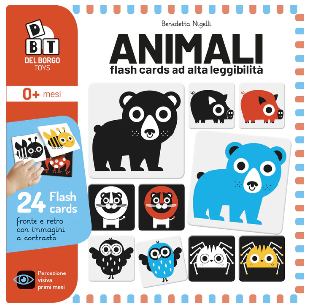 Animali flash cards ad alta leggibilità