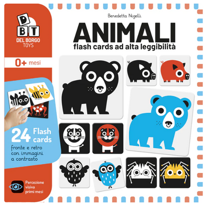 Animali flash cards ad alta leggibilità