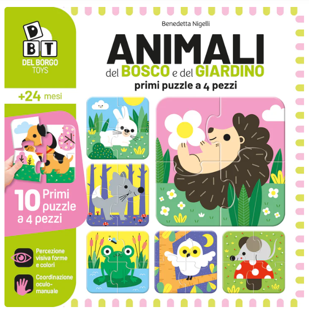 Animali del bosco e del giardino - Primi puzzle a 4 pezzi